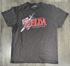 The Legend of Zelda T Shirt Ocarina of Time Black Graphic Video Game N64 Medium